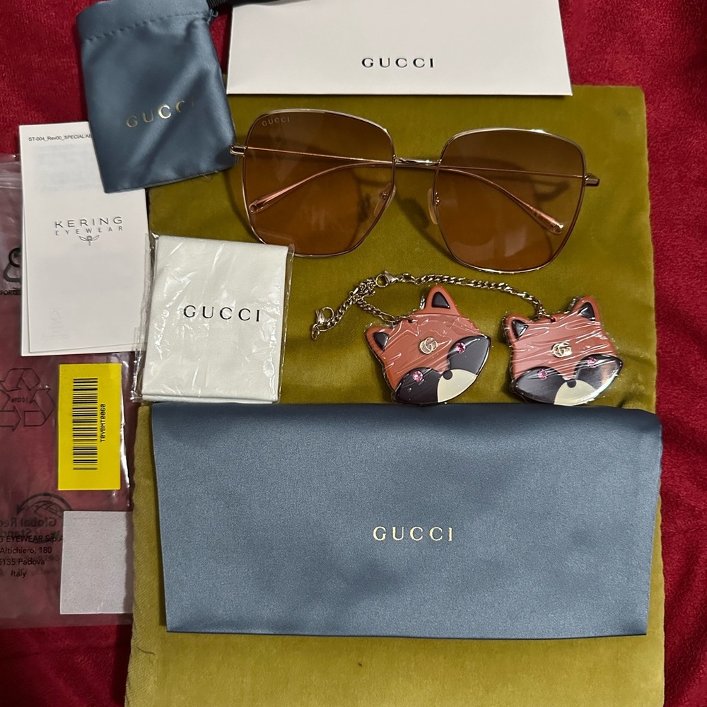 {NEW} $699 GUCCI pink gold metal glasses - 100% Authentic - Picture 1 of 16